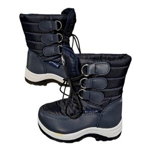 Apakowa Boys Water Resistance Snow Boots, Navy Blue Size 23 (USA 7T)